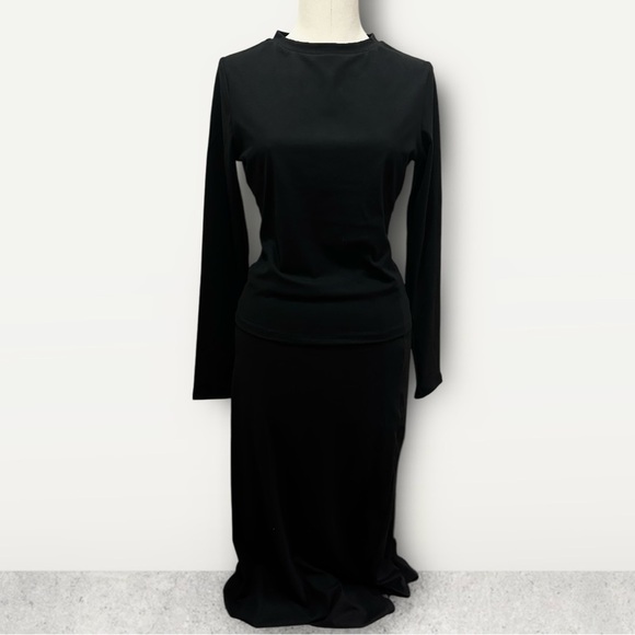 048 Amazon Trendy Queen | NWOT 2-Pieces Long Sleeve Crew Neck (Sz M, Black) - Picture 7 of 14